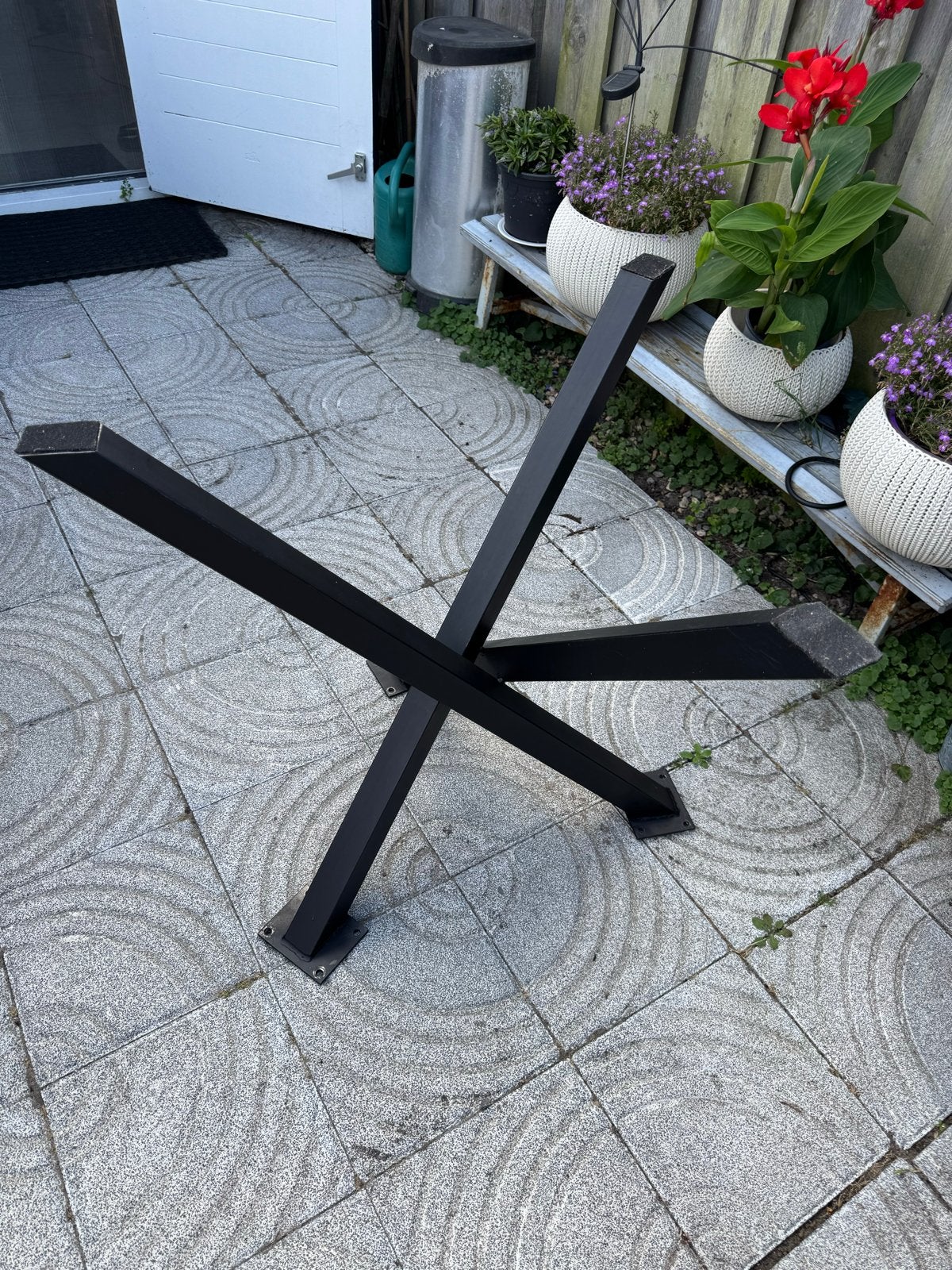 Stalen tafelpoot - Zwart, Huis en Inrichting, Tafelonderdelen, Ophalen, Tafelpoot, Gebruikt, 50 tot 100 cm