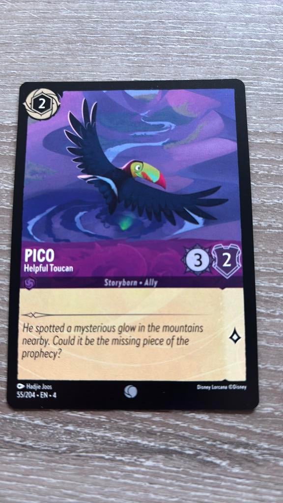 Disney Lorcana Pico helpful Toucan 55-204 4URS nonfoil, Ophalen of Verzenden, Zo goed als nieuw, Losse kaart