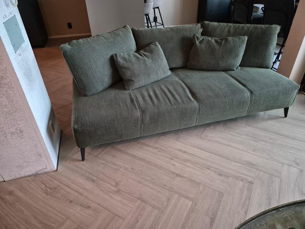 Comfortabele 3 zitsbank in groen, Ophalen, Gebruikt, Driepersoons, 75 tot 100 cm