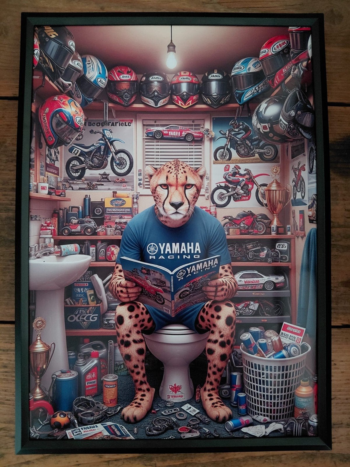 Yamaha Cheetah Motorfiets Kunstprint - Nieuw met Lijst, Minder dan 50 cm, Nieuw, Ophalen of Verzenden, Print