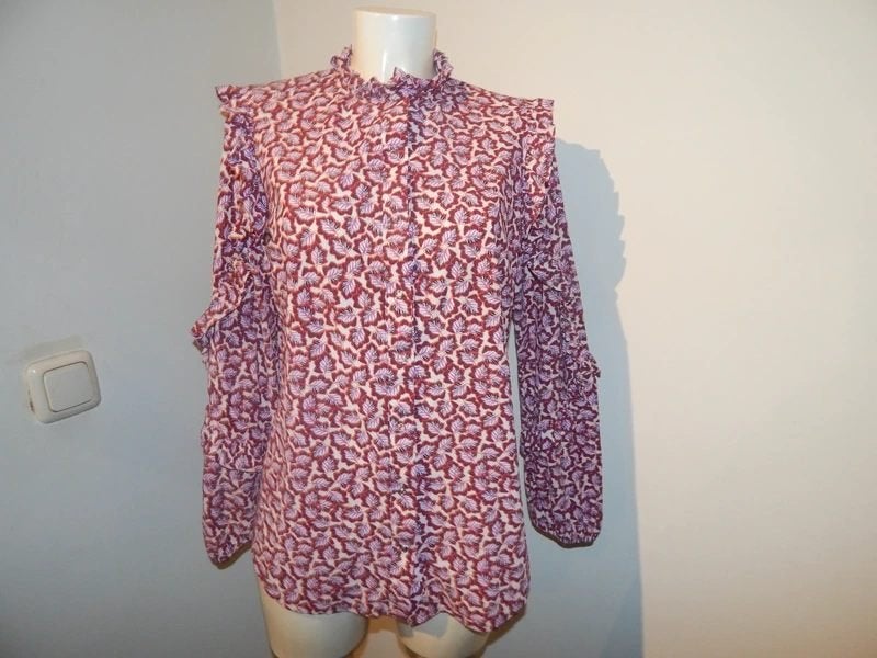 Studio Anneloes travel stof blouse drukkers print roesjes M, Maat 38/40 (M), Studio Anneloes, Zo goed als nieuw, Meerkleurig