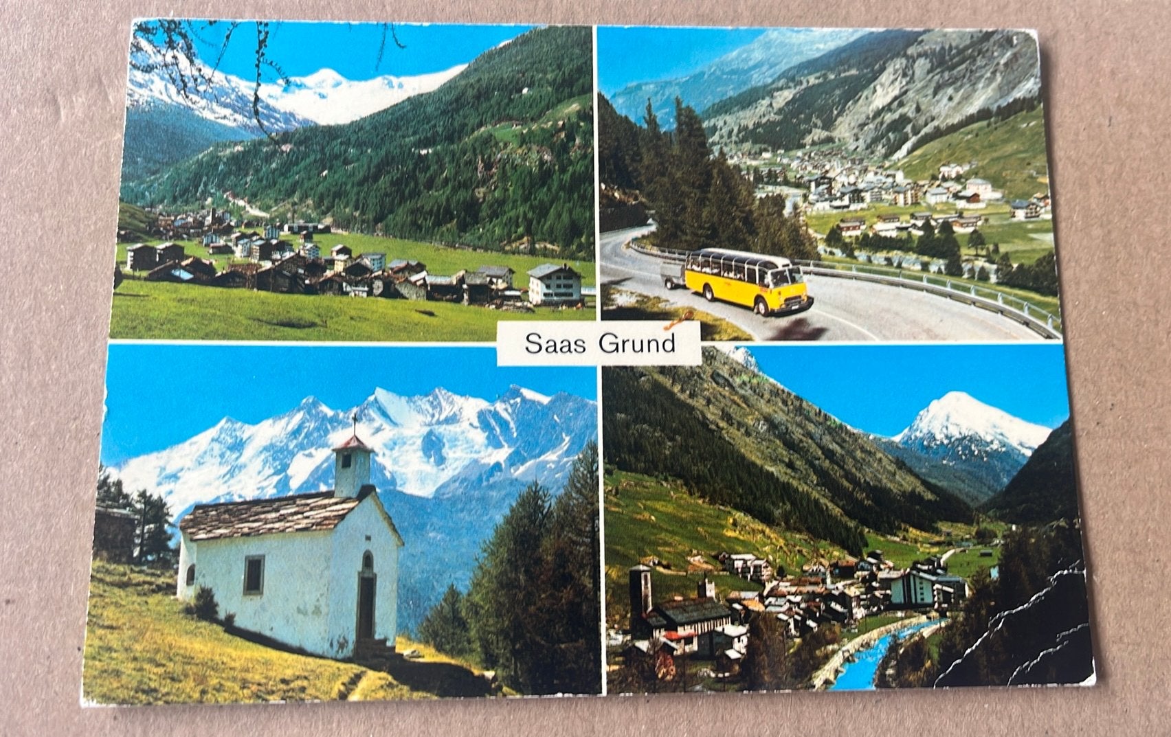 Bus Saas Grund Wallis Zwitserland, Ophalen of Verzenden, 1960 tot 1980, Gelopen, Voertuig