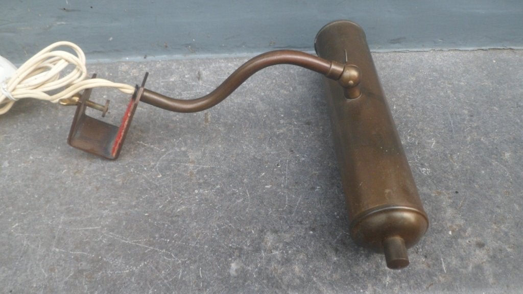 Vintage pianolamp / schilderijlamp brons / koper klemlamp, Ophalen of Verzenden