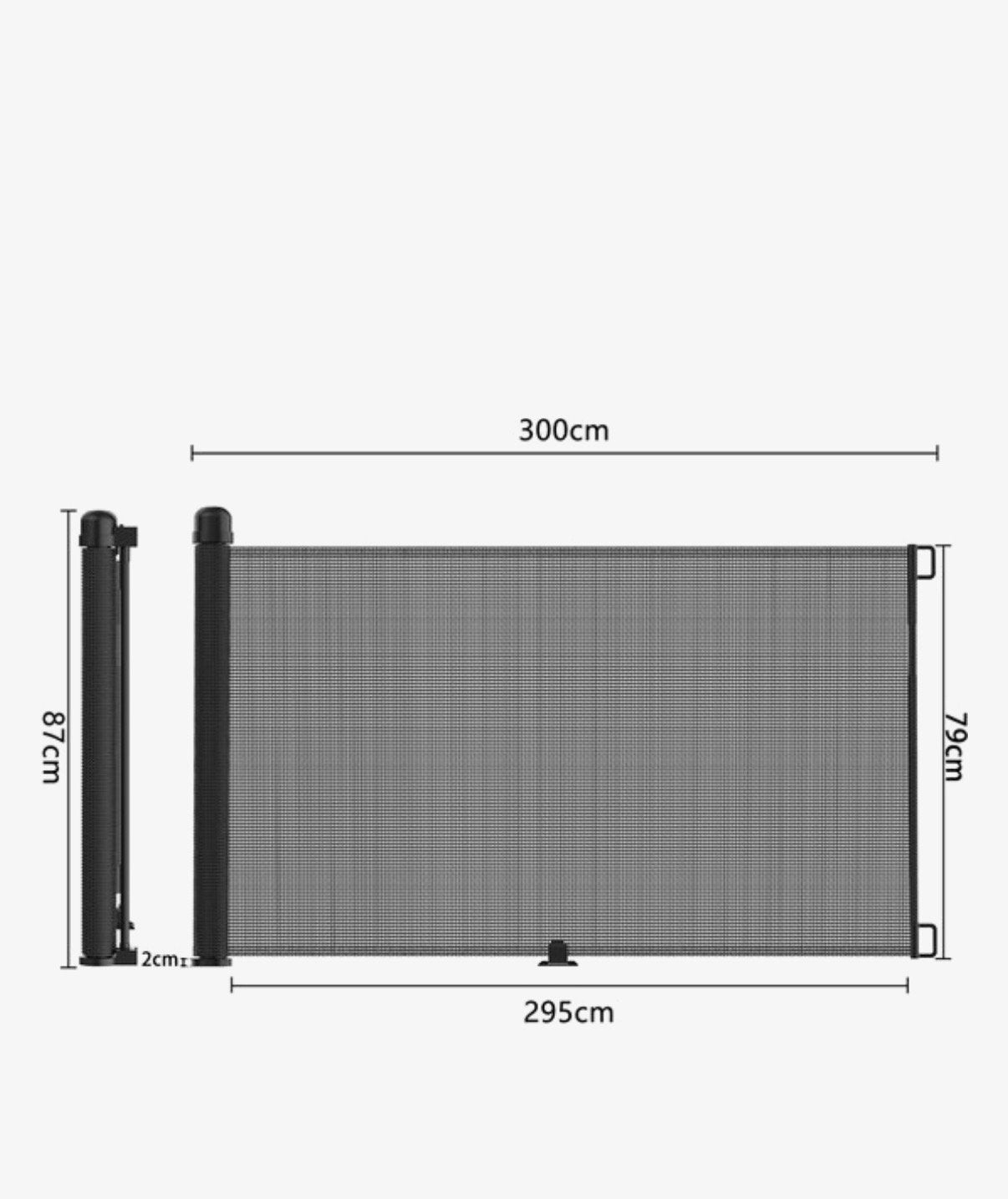 Rolgordijn traphek uitschuifbaar 300cm zwart (2 stuks), Ophalen, Overige materialen, Nieuw, Oprolhekje