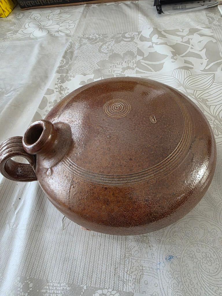 Antieke kruik van aardewerk - bruin geglazuurd, Ophalen of Verzenden