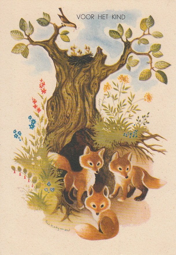 G035 ansichtkaart 1955 voor het kind rie kooijman, Ophalen of Verzenden, Voor 1920, Gelopen, Feest(dag)
