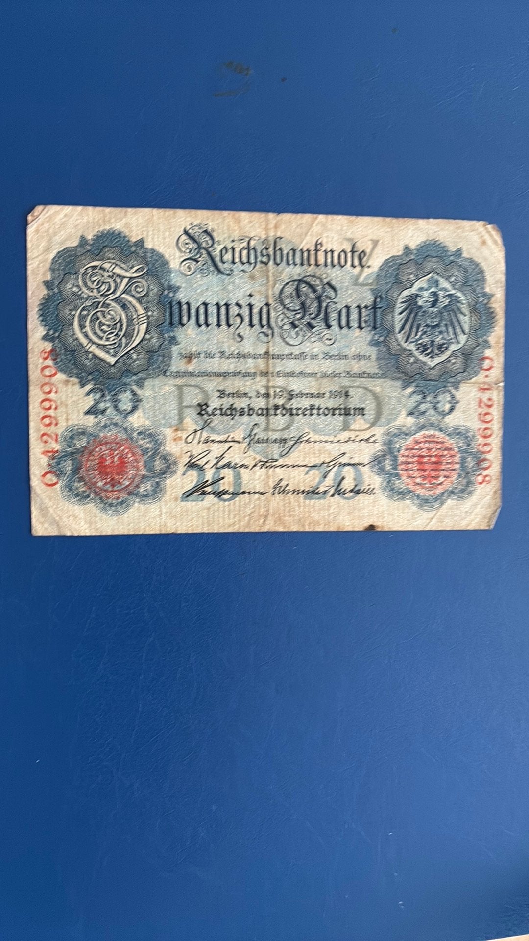 Duitsland 20 mark 1914, Postzegels en Munten, Bankbiljetten | Europa | Niet-Eurobiljetten, Ophalen of Verzenden, Duitsland