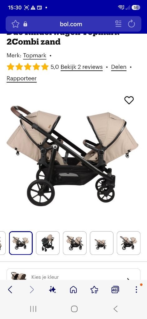 Topmark 2Combi zand duowagen met regenkap, Kinderen en Baby's, Duowagen, Zo goed als nieuw, Combiwagen, Ophalen