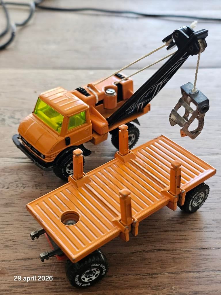 Modelauto siku unimog kraan met aanhanger, Ophalen of Verzenden, Gebruikt, Bus of Vrachtwagen