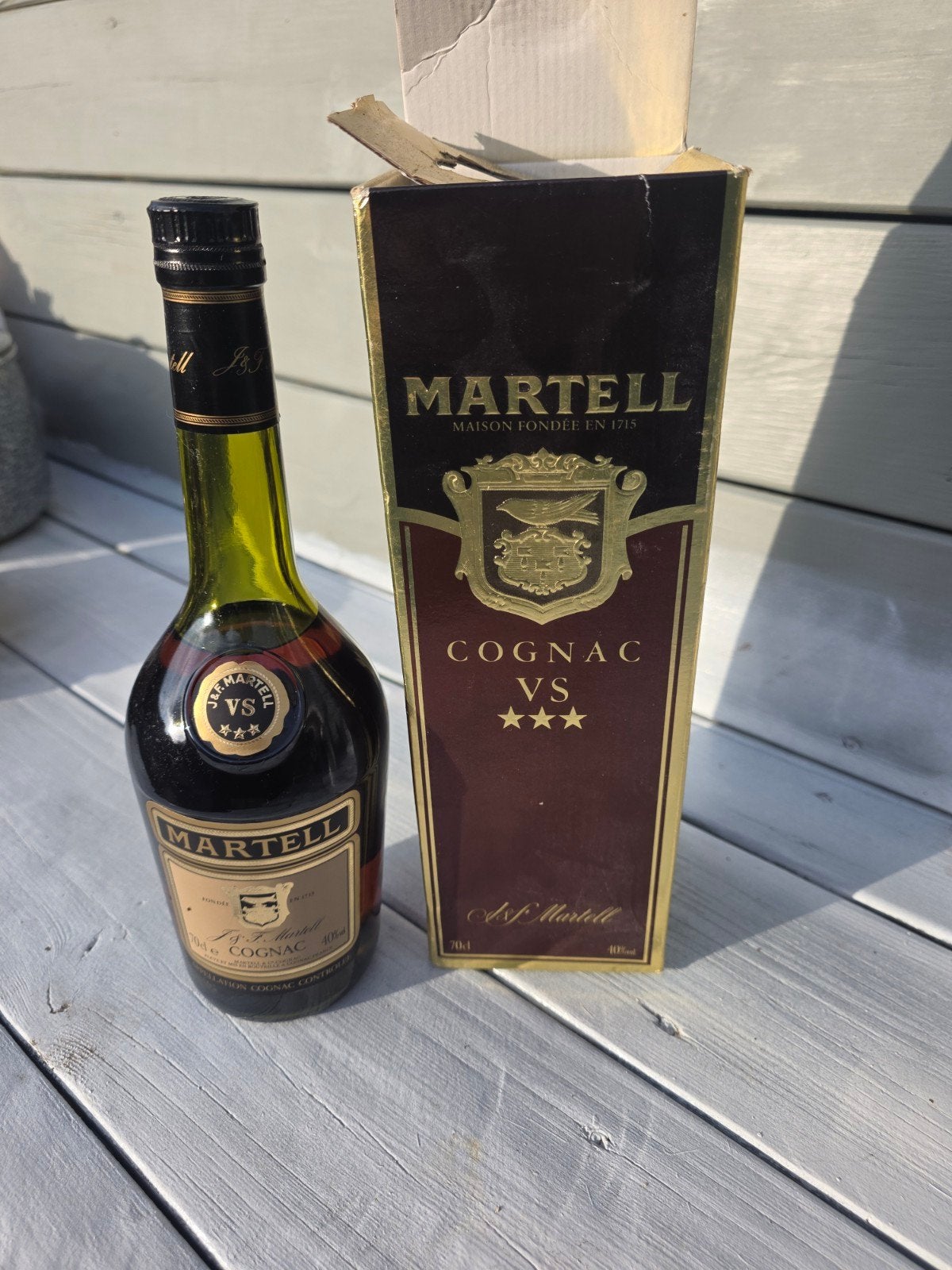 Martell VS Cognac - Vintage fles met originele doos, Verzamelen, Ophalen of Verzenden, Nieuw, Frankrijk, Overige typen