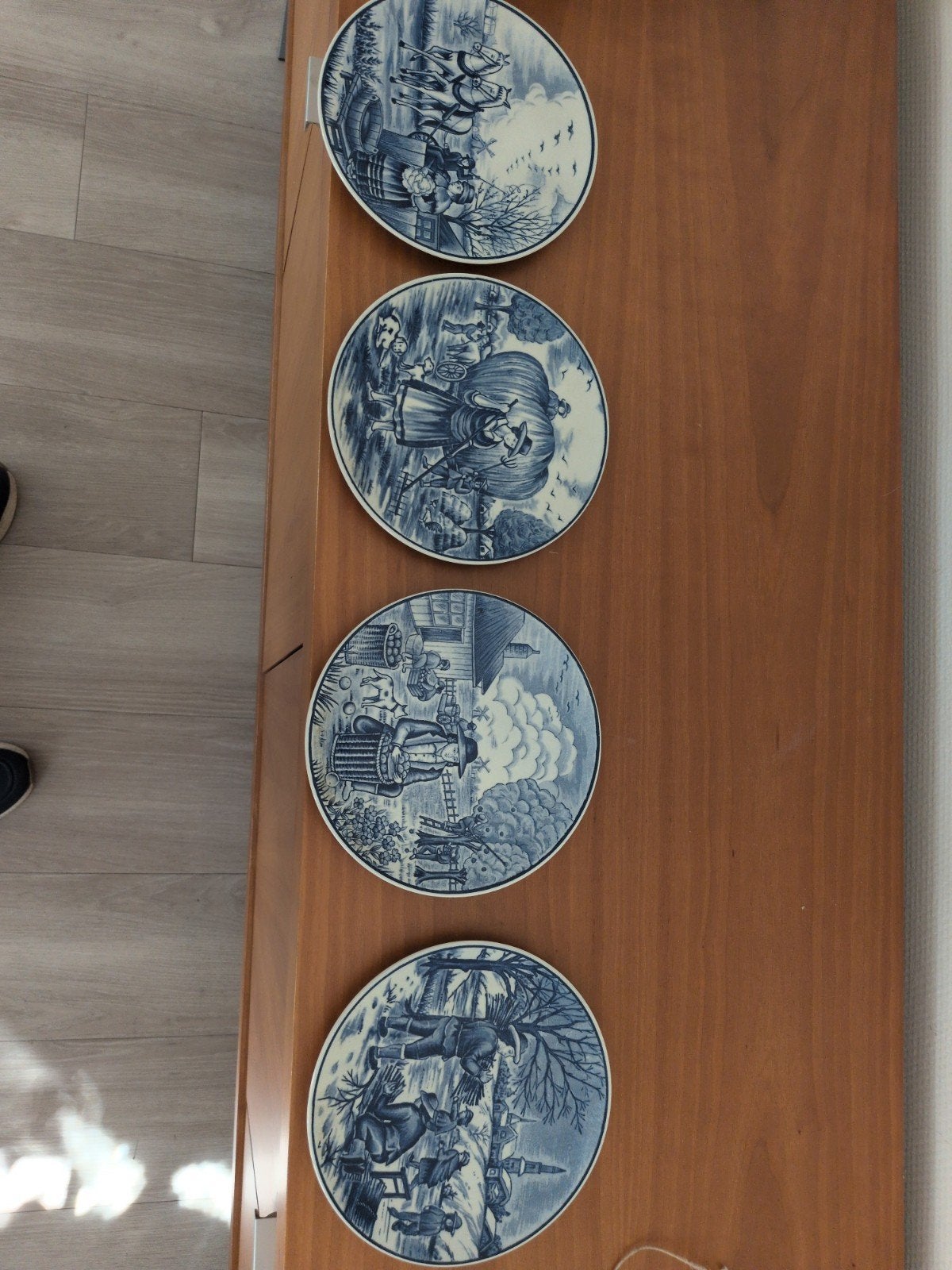 Set van 4 Delfts Blauw Handwerk wandborden - Jaargetijden, Antiek en Kunst, Ophalen
