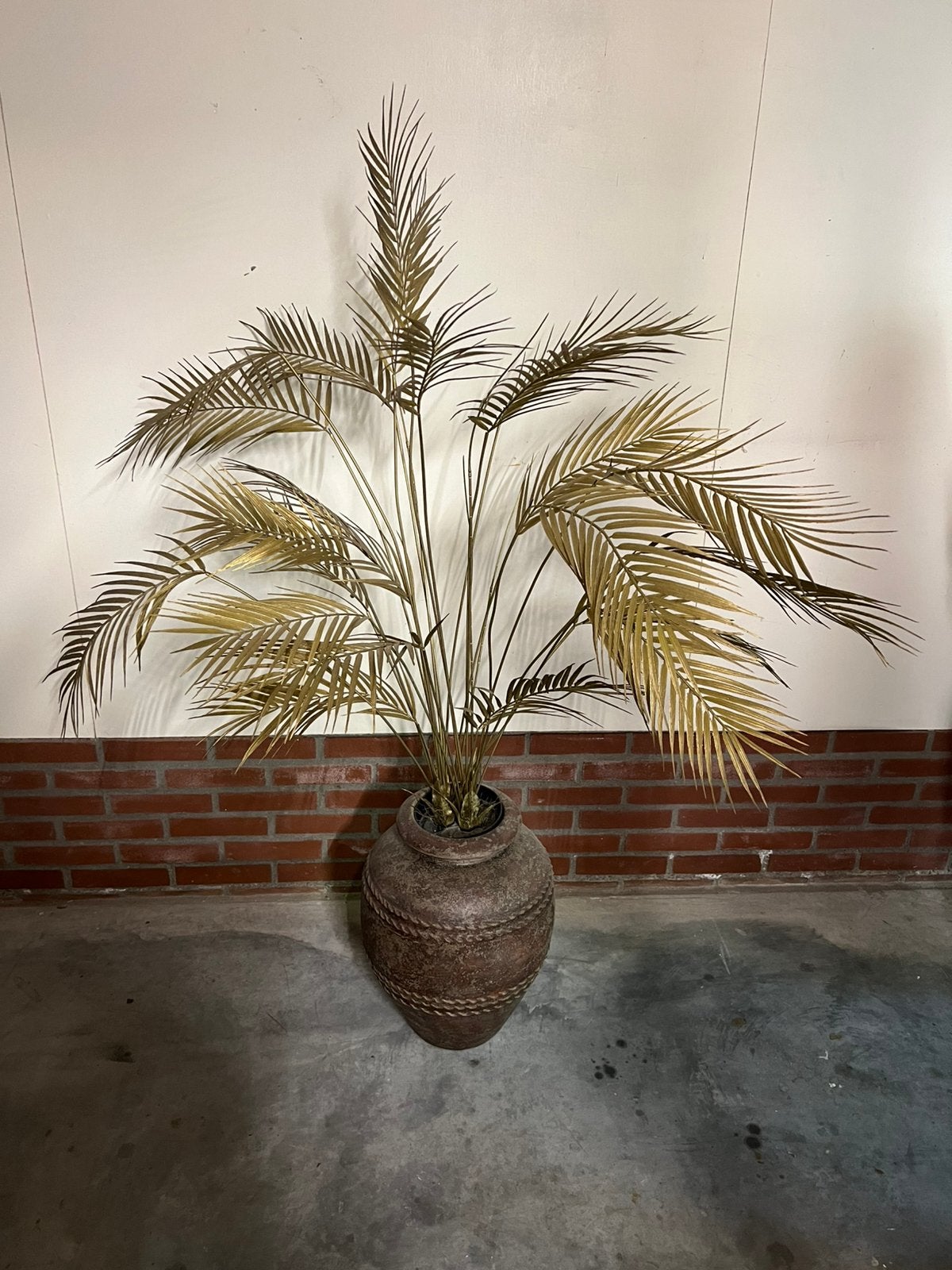 Vaas met gouden kunst plant, Huis en Inrichting, Ophalen, Zo goed als nieuw
