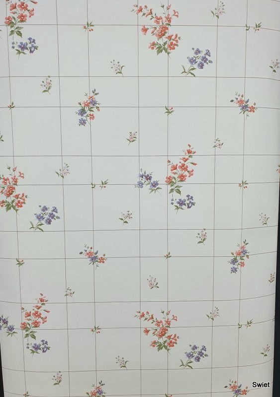 13403 Vintage keuken behang ruitjes en kleine bloemen swiet, Ophalen of Verzenden, Groen