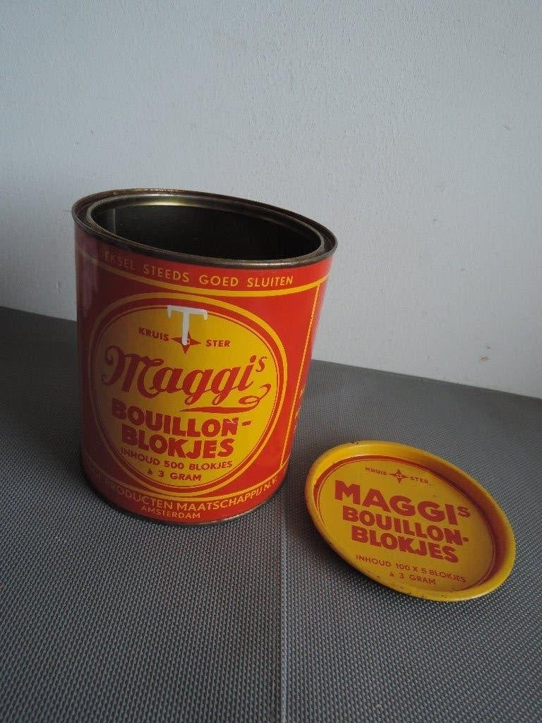 Oud Maggi bouillon blokjes blik, Verzamelen, Blikken, Ophalen of Verzenden, Gebruikt, Overige, Overige merken