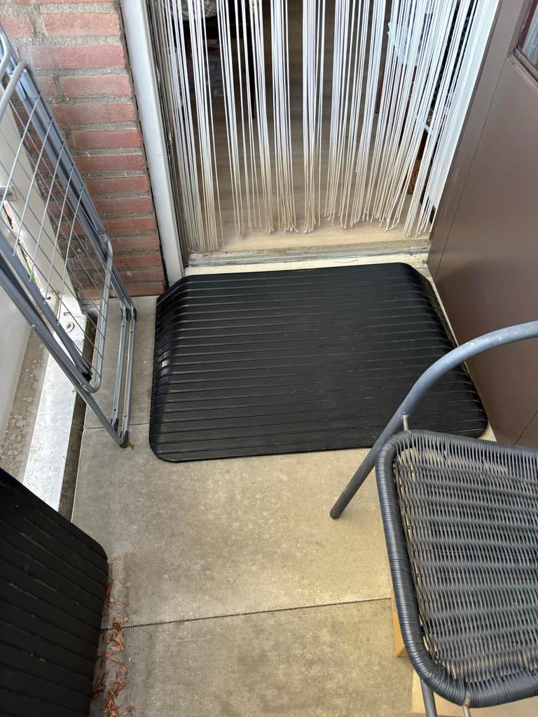 Zwarte rubberen deurmat voor binnen/buiten, Tuin en Terras, Deurmatten, Ophalen, Binnen, Gebruikt, Rubber