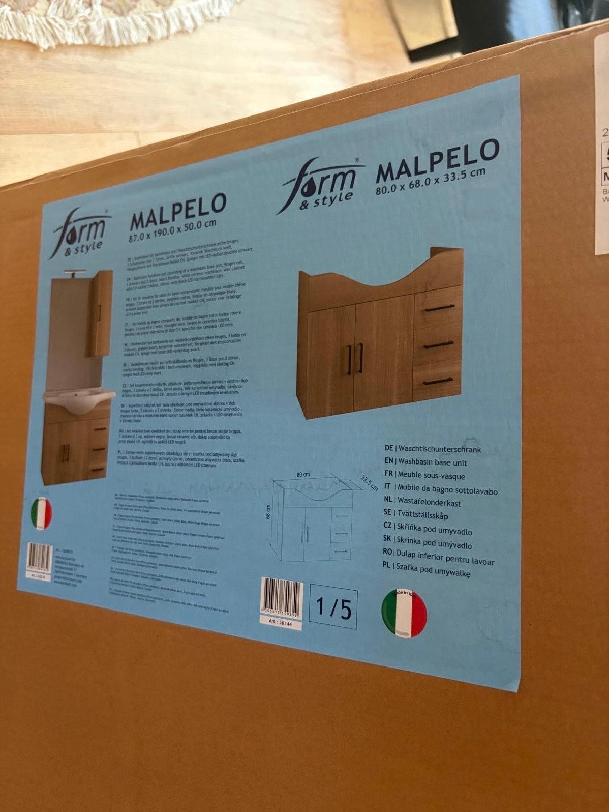 Nieuwe Malpelo wastafelonderkast 80x68x33.5 cm, Ophalen, Nieuw, 25 tot 50 cm, Wastafelkast