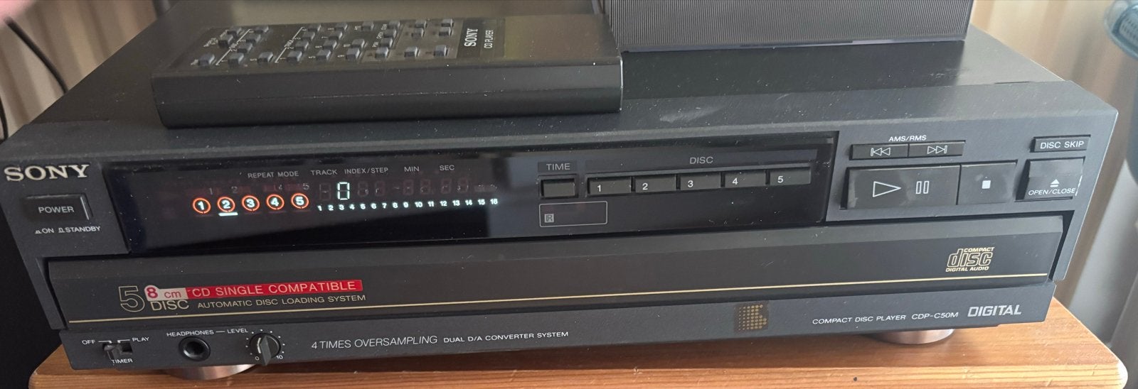 Sony CDP-C500 5-CD Wisselaar uit 1988 - Vintage CD-speler, Audio, Tv en Foto, Cd-spelers, Ophalen of Verzenden, Gebruikt, Sony