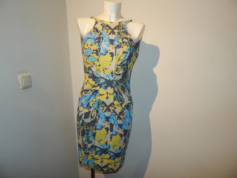 Versace collection beeldschone jurk grafische print vlinders, Zo goed als nieuw, Versace, Maat 34 (XS) of kleiner, Boven de knie