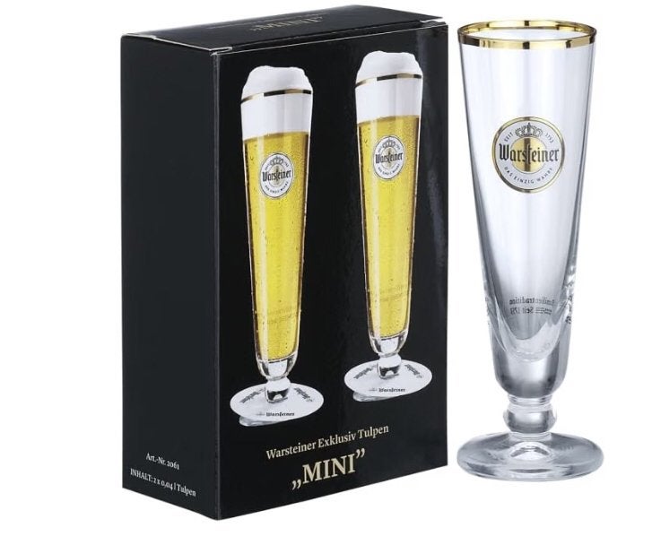 Originele Warsteiner Mini Tulpen – set van 2 x 4 cl, Verzamelen, Ophalen of Verzenden, Nieuw, Bierglas