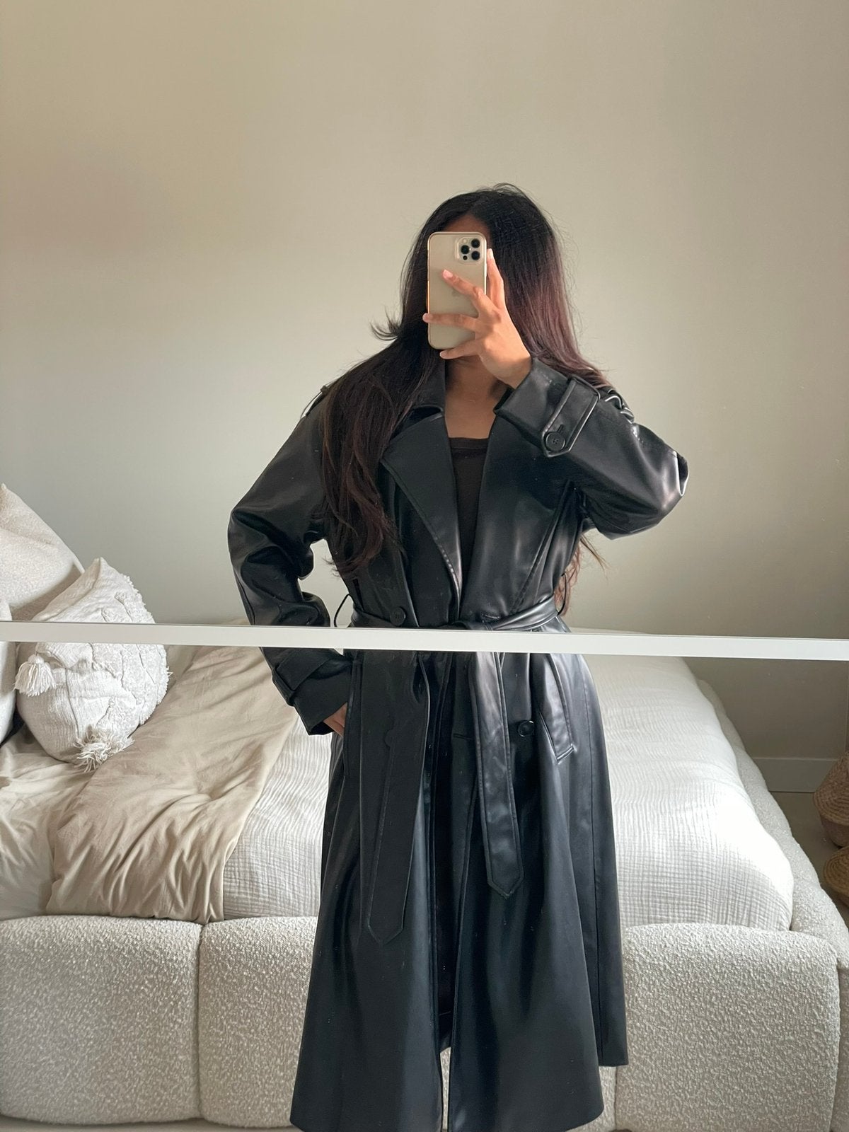 Zara Jas Leren Trench S, Ophalen of Verzenden, Zo goed als nieuw, Maat 36 (S), Zwart