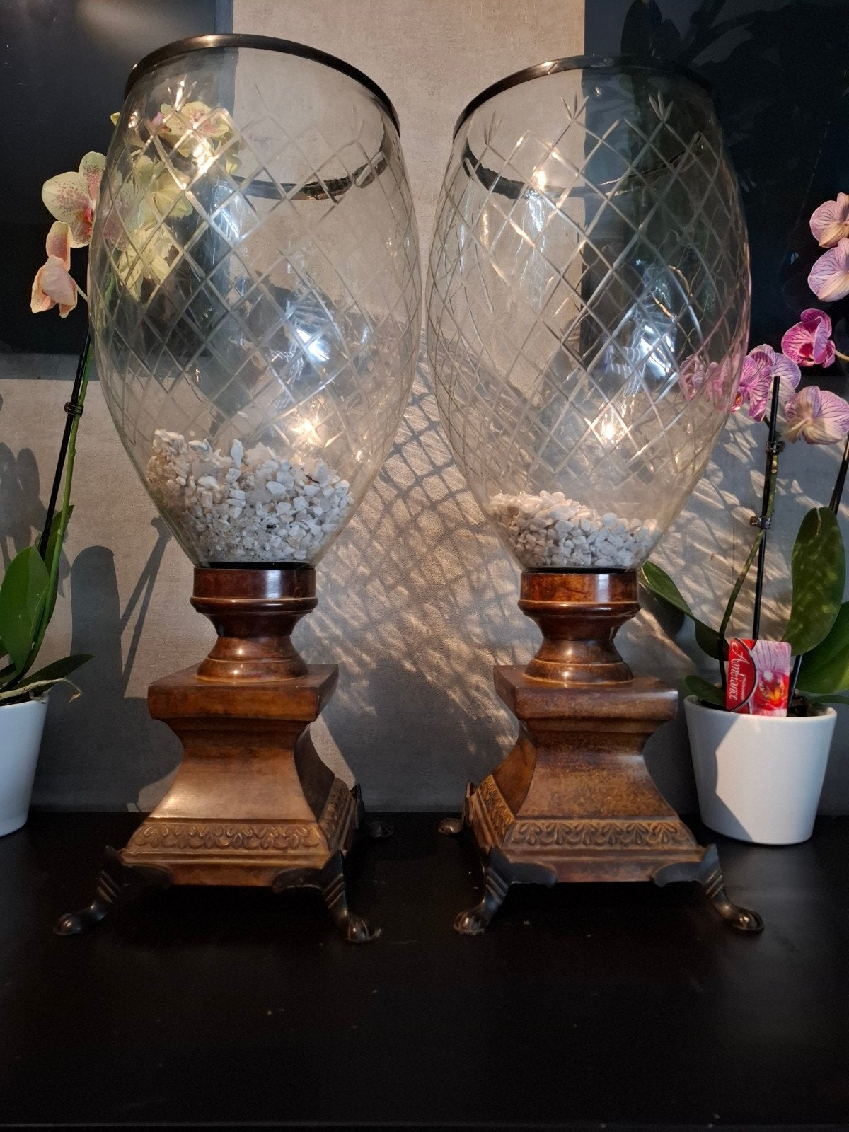 Set van twee PRACHTIGE windlichten, Ophalen of Verzenden, Glas, Kaars