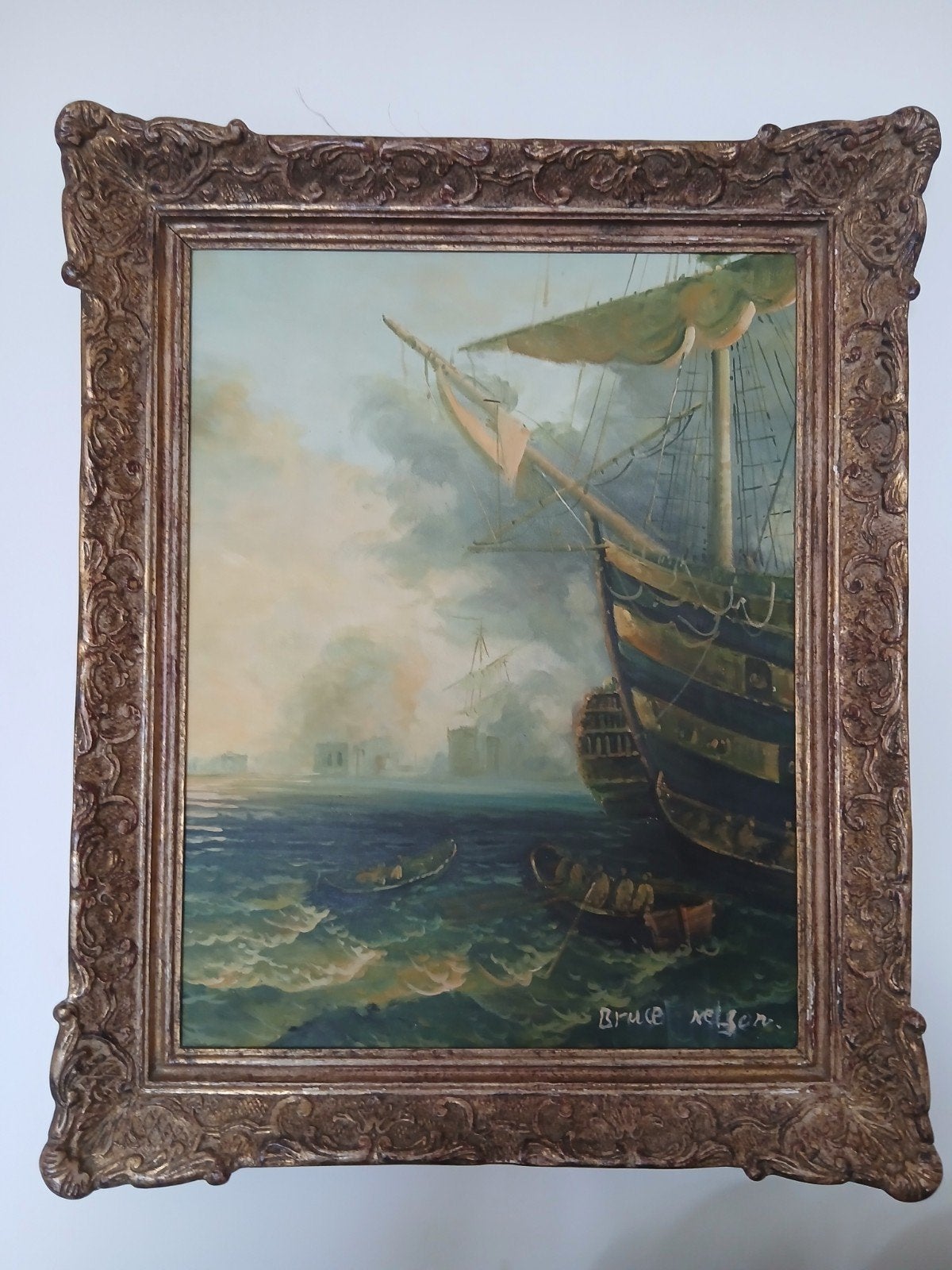 prachtige zeeslag, Antiek en Kunst, Kunst | Schilderijen | Klassiek, Ophalen of Verzenden