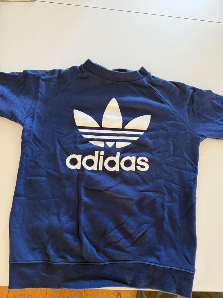 Blauwe Adidas trui met groot logo - Maat L, Ophalen, Gedragen, Maat 34 (XS) of kleiner, Blauw
