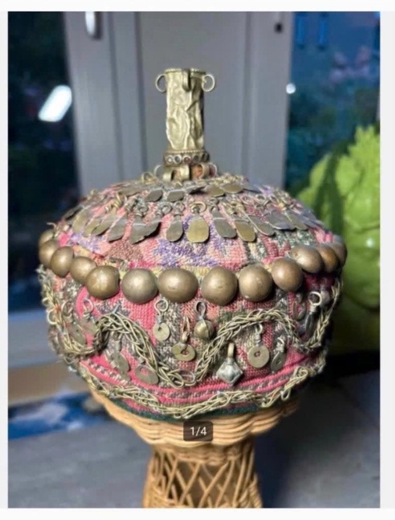 Curiosa Nepal Hoofddeksel, decoratief traditionele hoofdtooi, Antiek en Kunst, Ophalen of Verzenden
