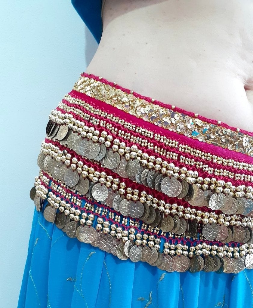 Rijk versierd rinkelende heupsjaal muntjesgordel S M L zwart, Ophalen of Verzenden, Nieuw, Accessoires
