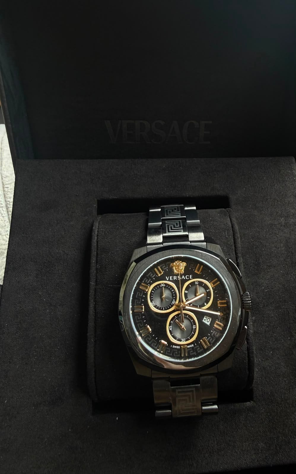 Versace Geo Chrono VE7CA0923 Heren Horloge Zwart, Ophalen of Verzenden
