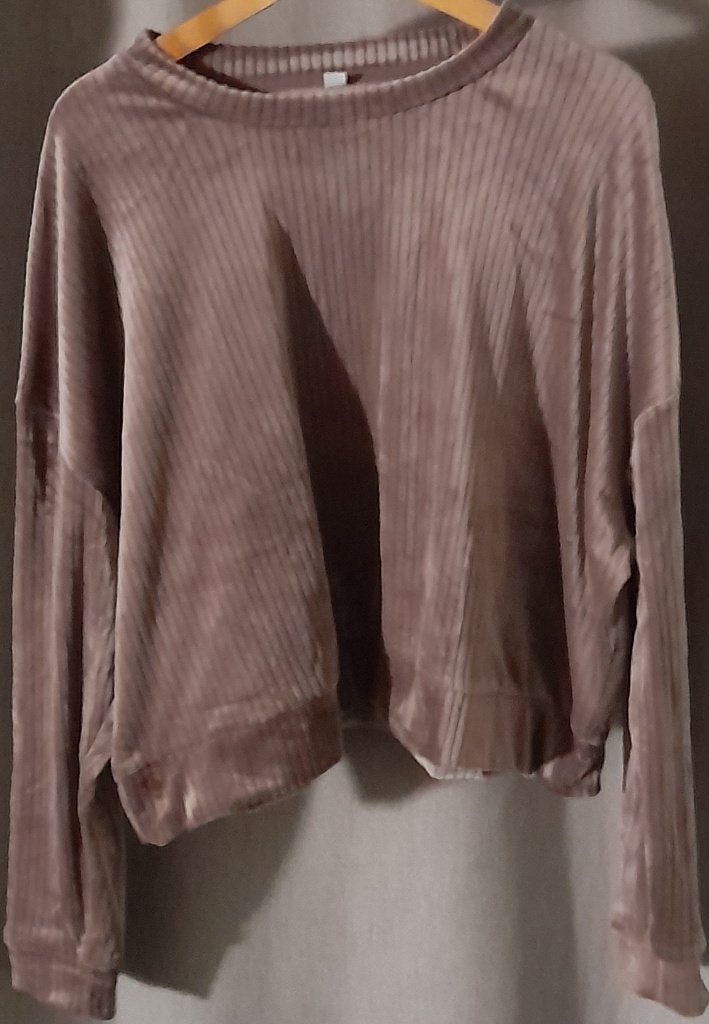 Cropped Velours Trui Rib Optiek Oversized XL Bruin, Ophalen of Verzenden, Zo goed als nieuw, Maat 46/48 (XL) of groter, Bruin