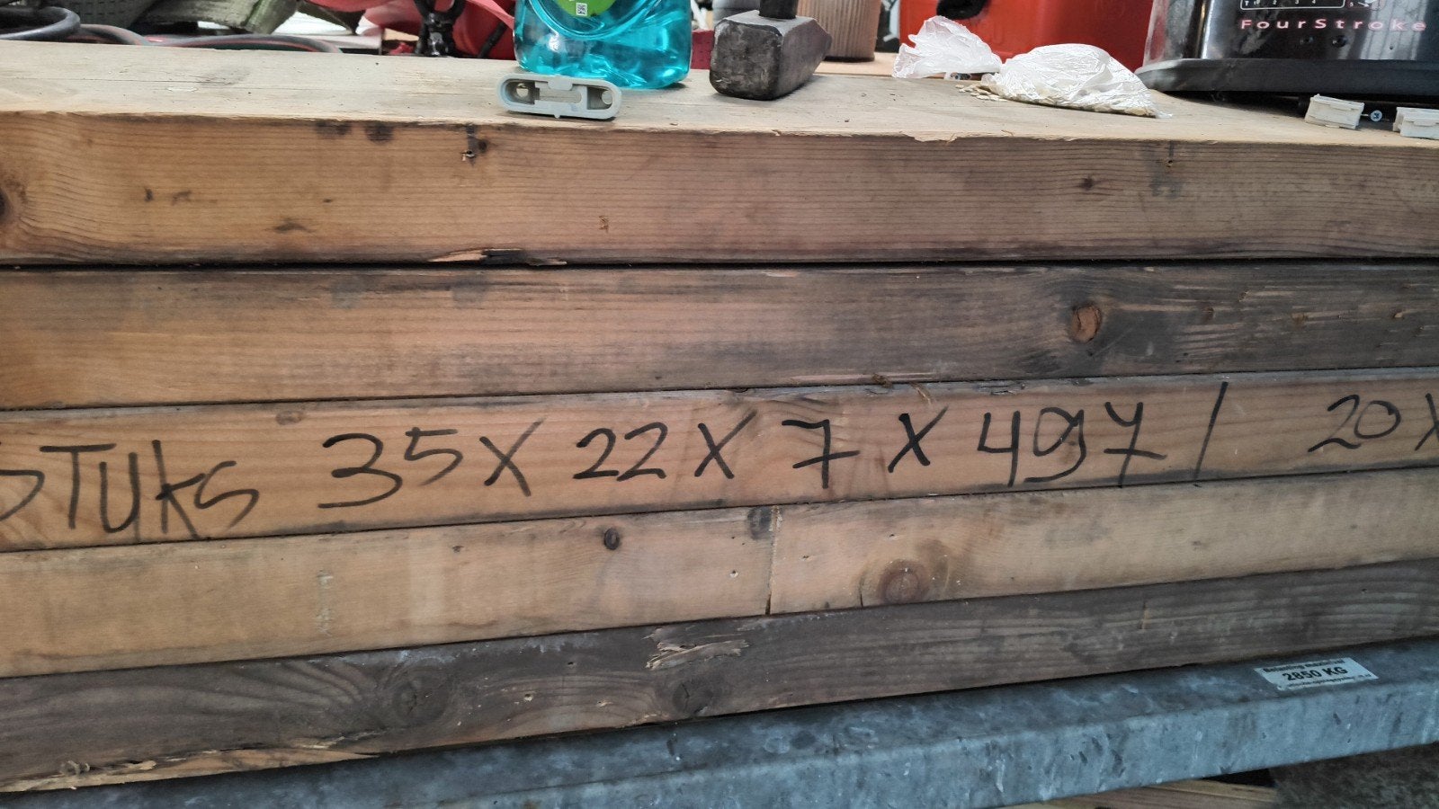 Partij gebruikte houten balken (57 stuks), Ophalen of Verzenden