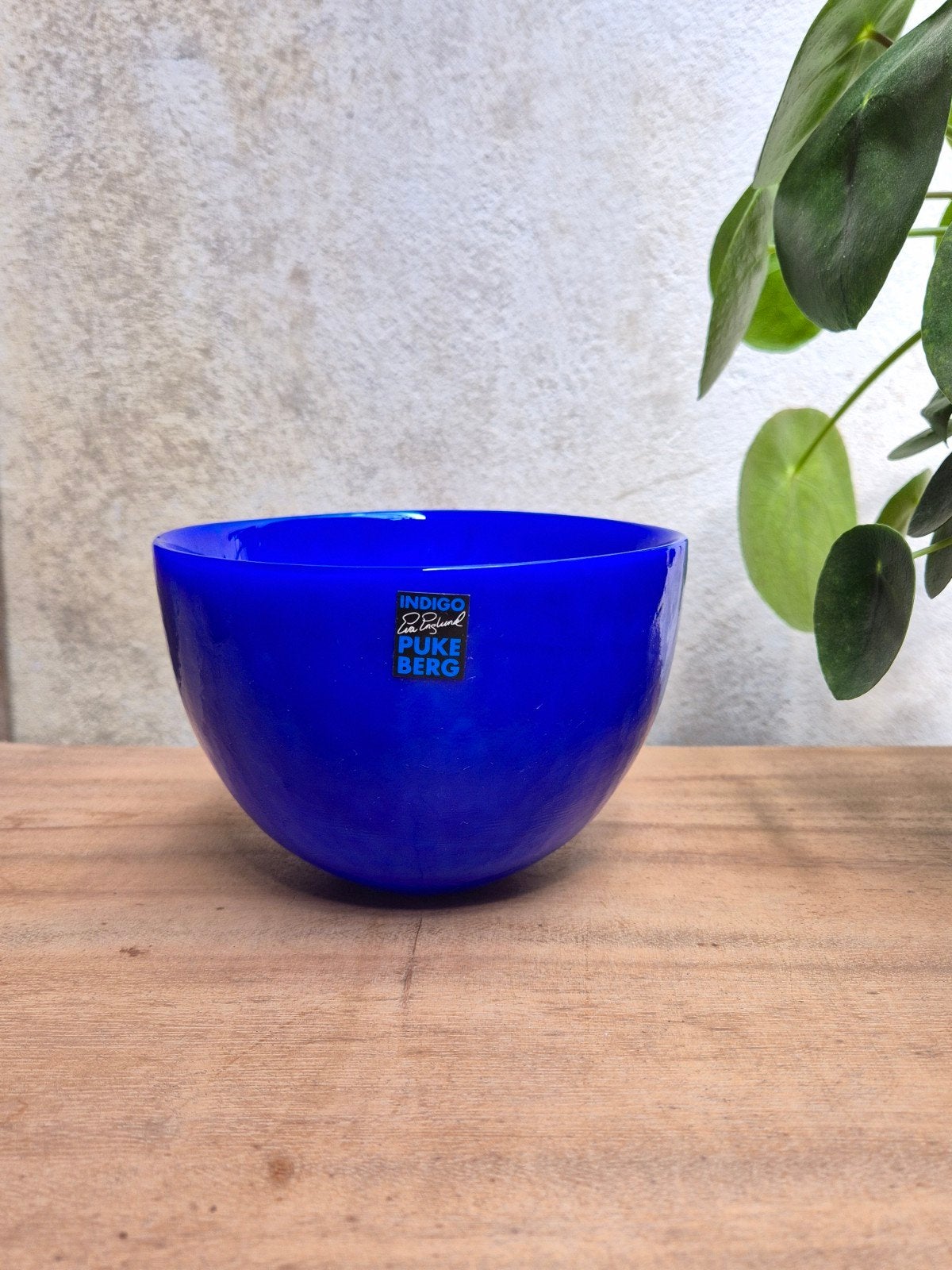 Vintage Pukeberg Indigo Glazen Kom - Kobaltblauw, Antiek en Kunst, Ophalen of Verzenden