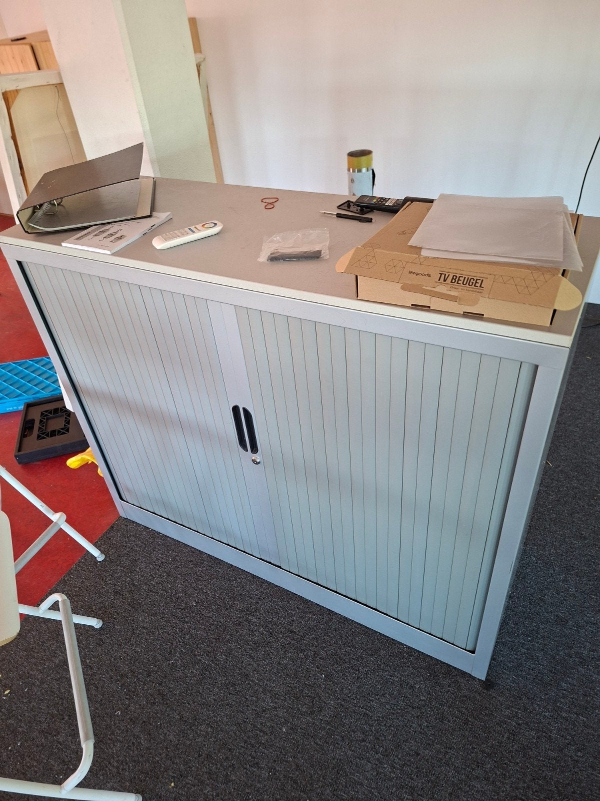 Archiefkast met roldeur - Grijs, Ophalen, Gebruikt, 100 tot 150 cm, Modern kantoor