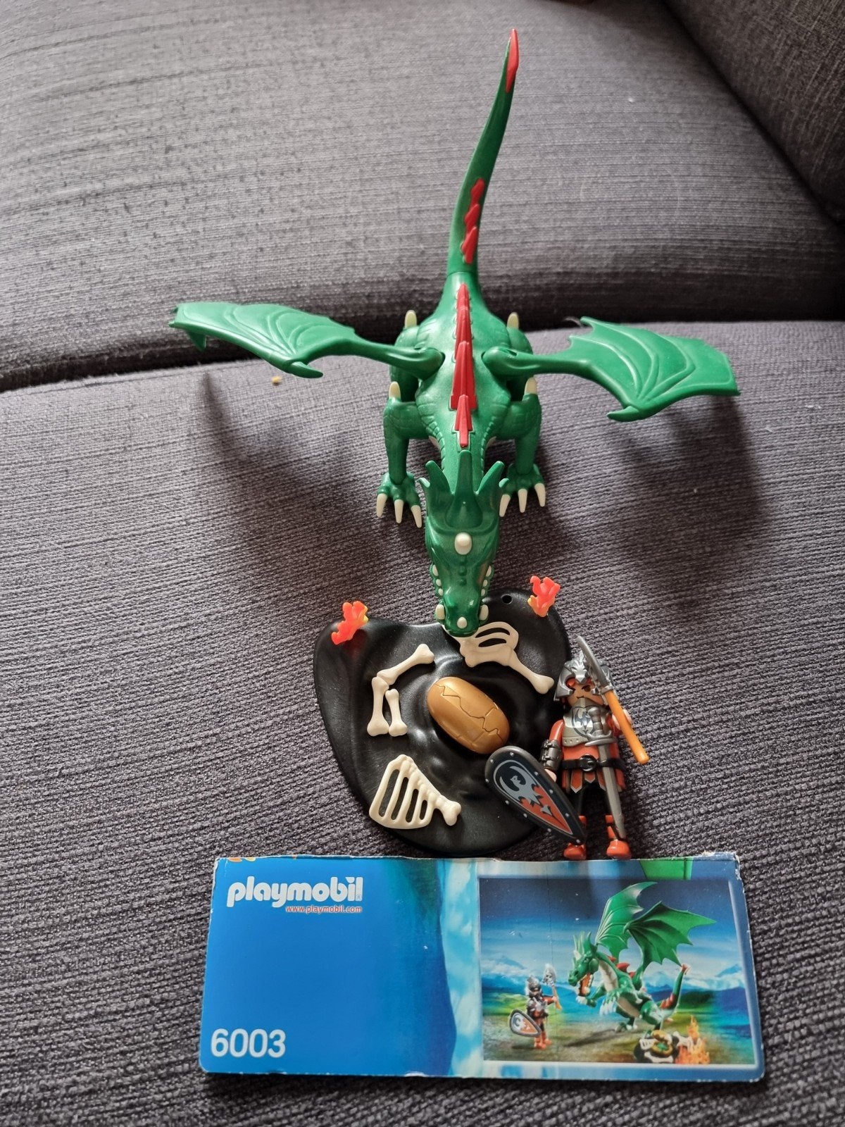 Playmobil Knights 6003 Groene Draak met Ridder, Complete set, Ophalen of Verzenden, Zo goed als nieuw, Knights