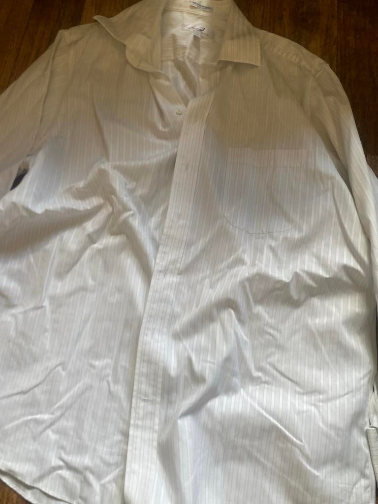Andrew J overhemd wit met streepjes, Ophalen of Verzenden, Zo goed als nieuw, Wit, Halswijdte 43/44 (XL)