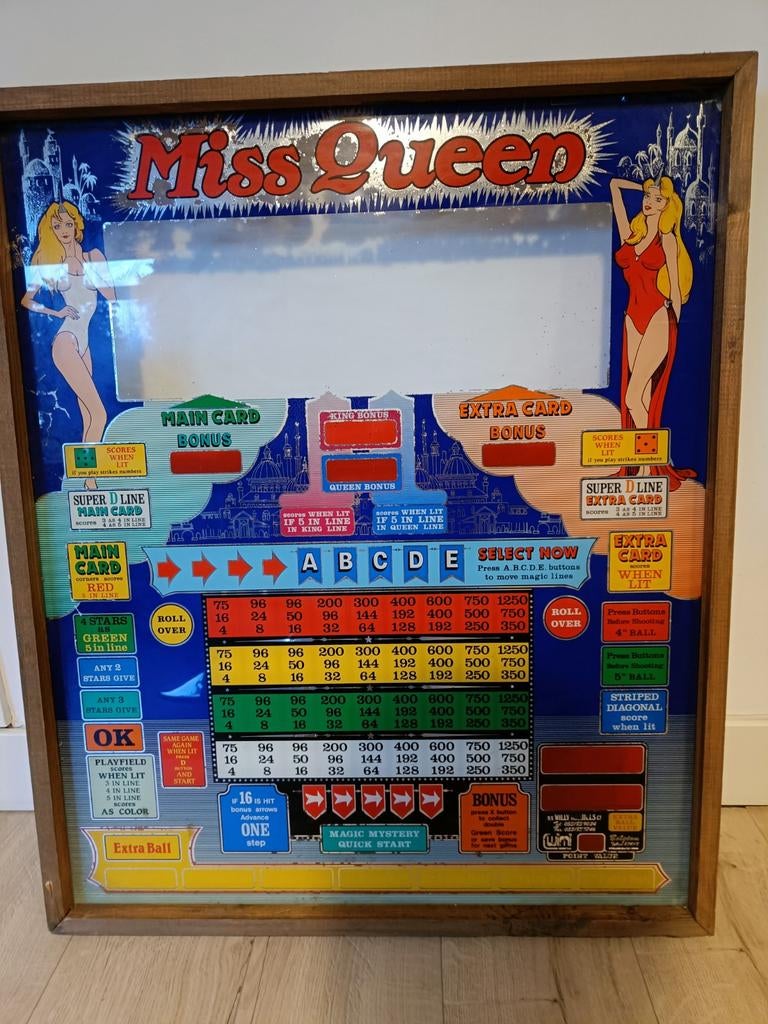 Vintage 'Miss Queen' Flipperkast Display., Ophalen, Gebruikt