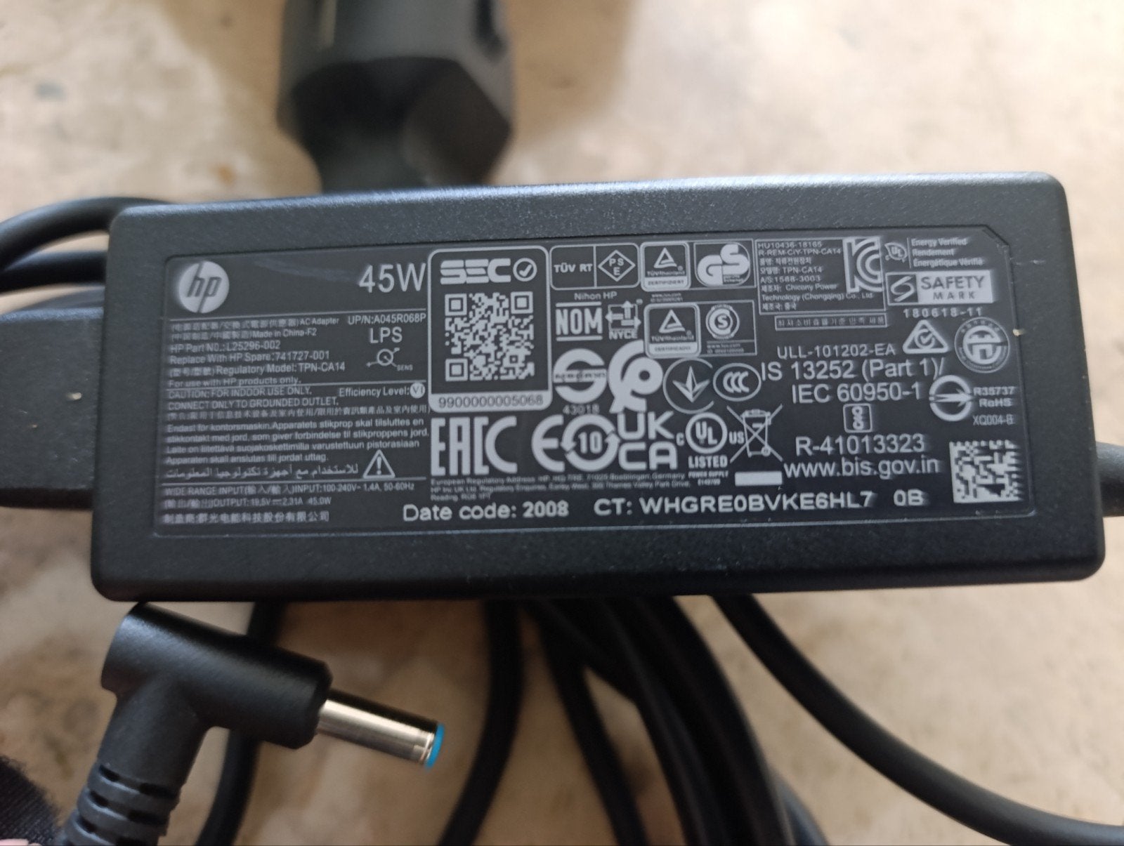 HP 45W Laptop Adapter – Blauwe Tip (Origineel HP), Ophalen of Verzenden