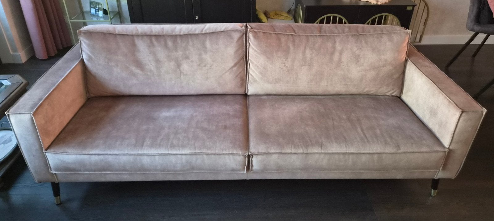 Luxe 3,5-zits Velvet Bank - Zo goed als nieuw!, Ophalen, Driepersoons, 75 tot 100 cm, Zo goed als nieuw