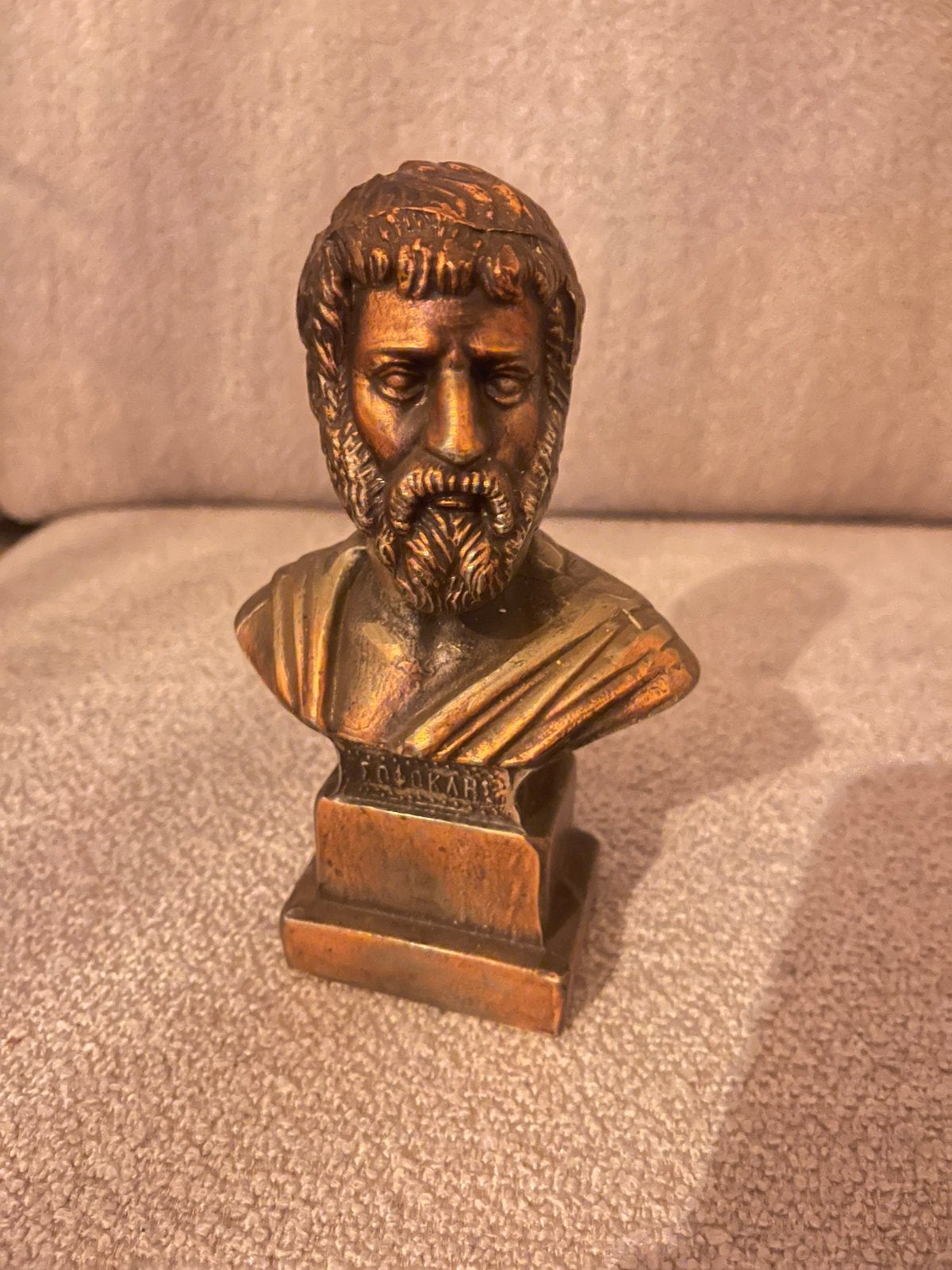 Grieks borstbeeld Democritus – klassieke buste bronskleur, Antiek en Kunst, Ophalen of Verzenden