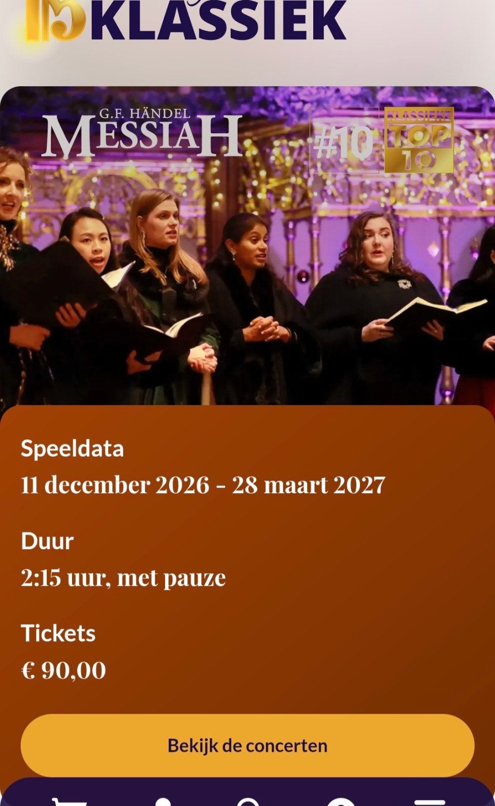 2 kaarten voor Messiah GF Händel, Twee personen, December