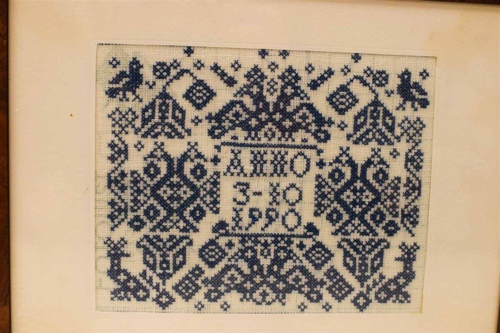 een ingelijste borduurwerkje 45341, Ophalen of Verzenden, Gebruikt, Minder dan 50 cm, Schilderij