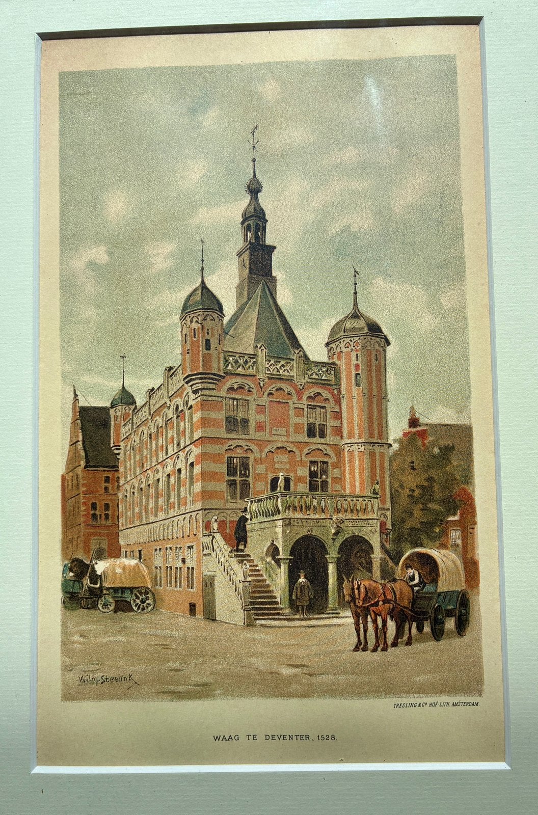 Litho van de Waag in Deventer in 1528 , W. Steelink, Antiek en Kunst, Ophalen