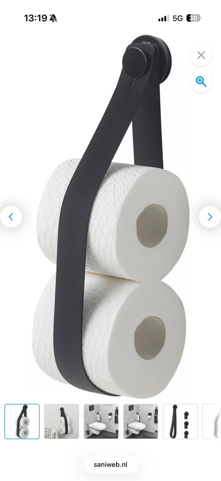 Tiger urban reserverol houder, Huis en Inrichting, Badkamer | Badtextiel en Accessoires, Gebruikt, Toilet-accessoire, Zwart, Overige merken