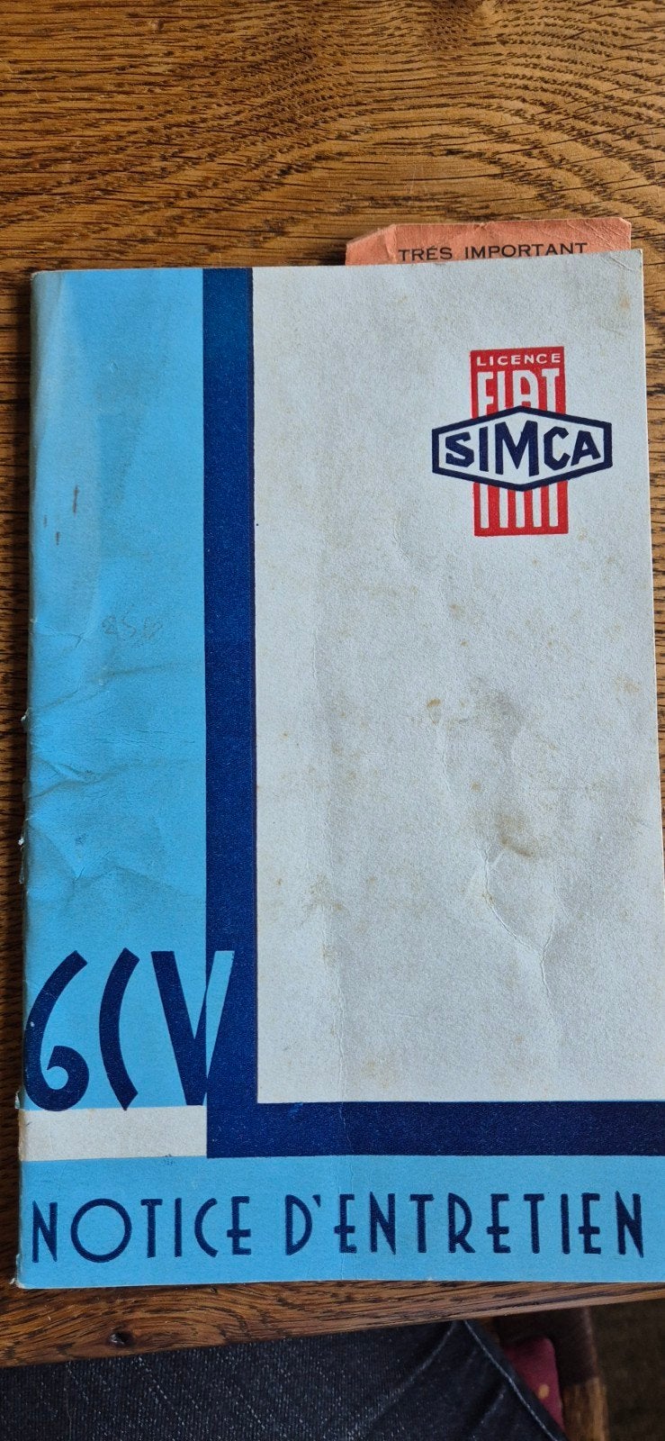Onderhoudsboekje Fiat Simca 6cv, Ophalen of Verzenden