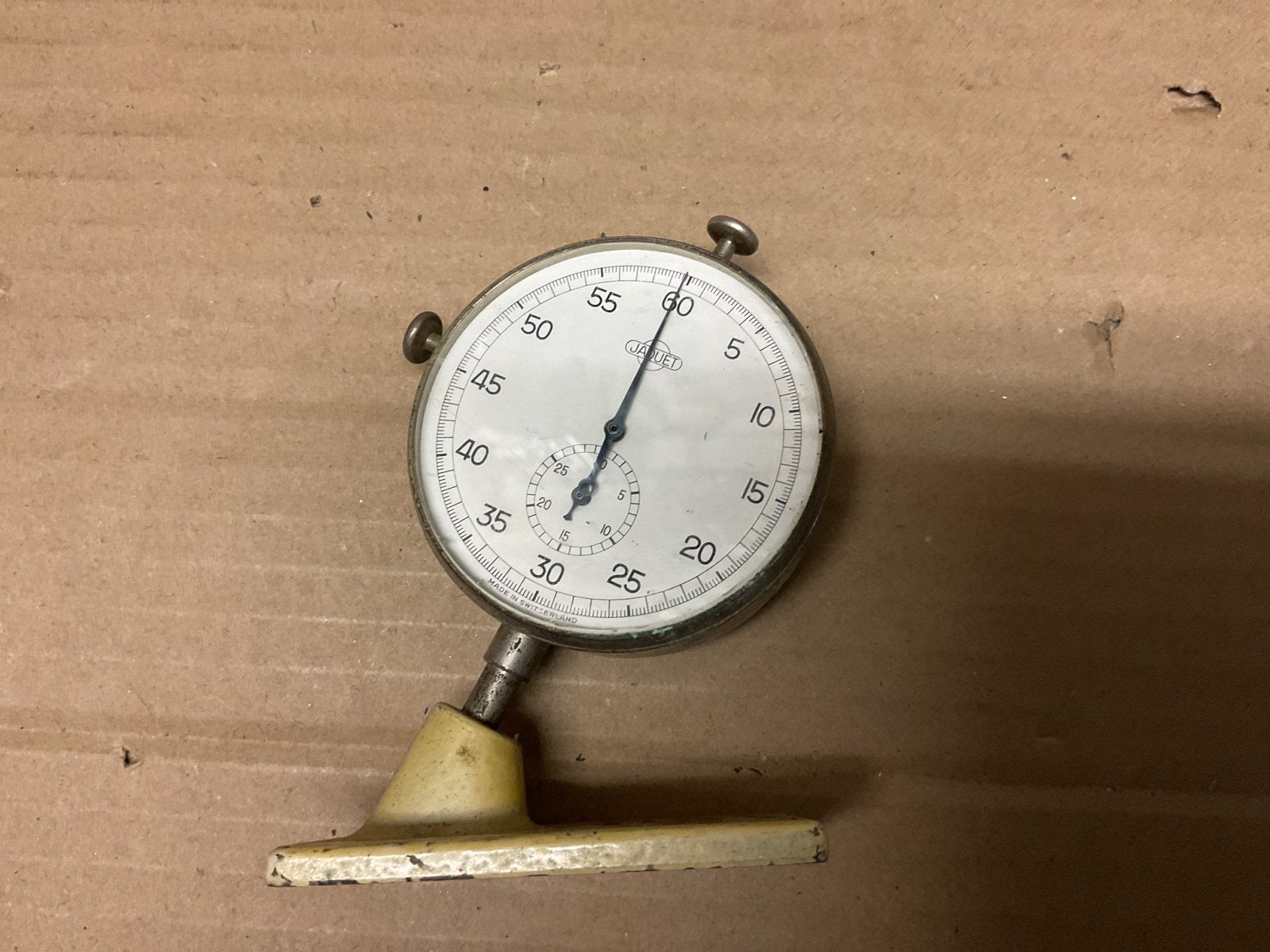 Vintage GARET stopwatch op standaard - Analoog jaqet, Ophalen, Gebruikt, Zichtbaar uurwerk, Vintage