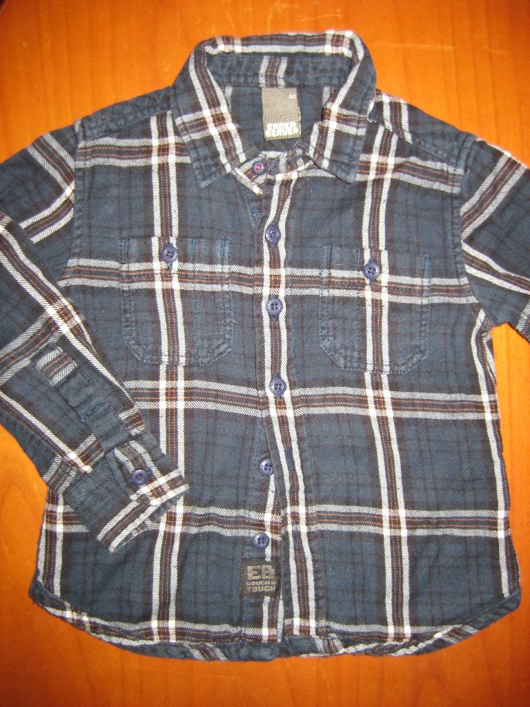 Donkerblauw geruit hemd, 92, Eager Beaver, Ophalen of Verzenden, Zo goed als nieuw, Jongen, Overhemd of Blouse