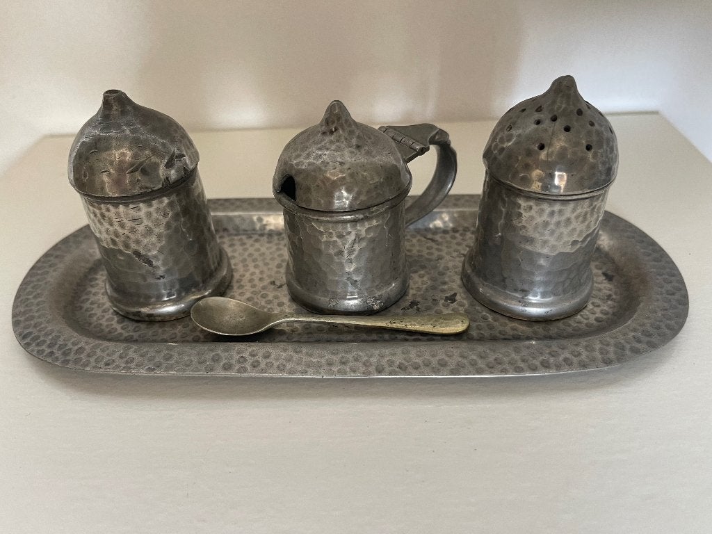 English pewter tin peper, zout, mosterd, Antiek en Kunst, Antiek | Tin, Ophalen of Verzenden