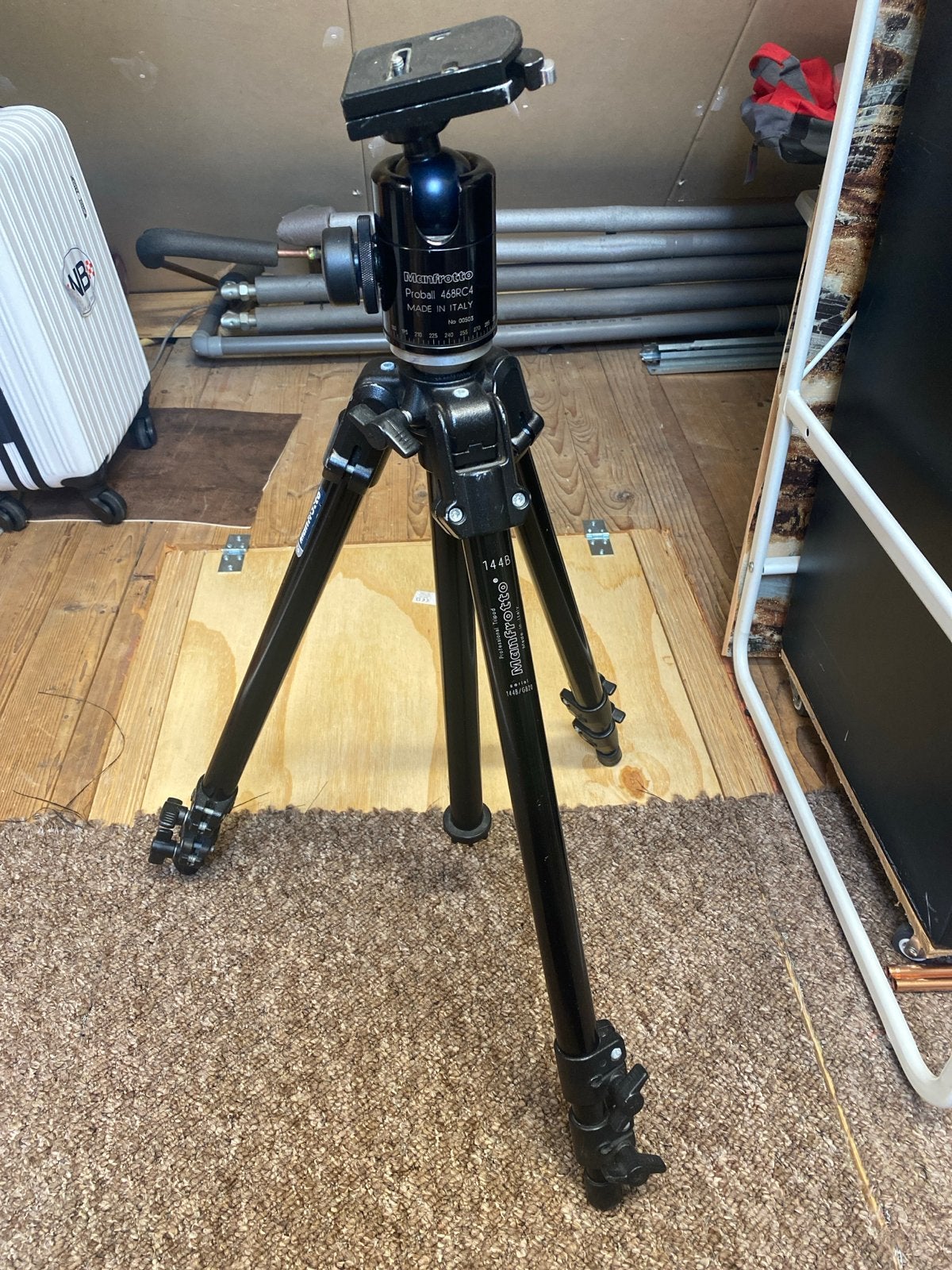 Manfrotto 144B Professional Statief met Proball 468RC4 Kop, Gebruikt, 150 tot 175 cm, Manfrotto, Met balhoofd