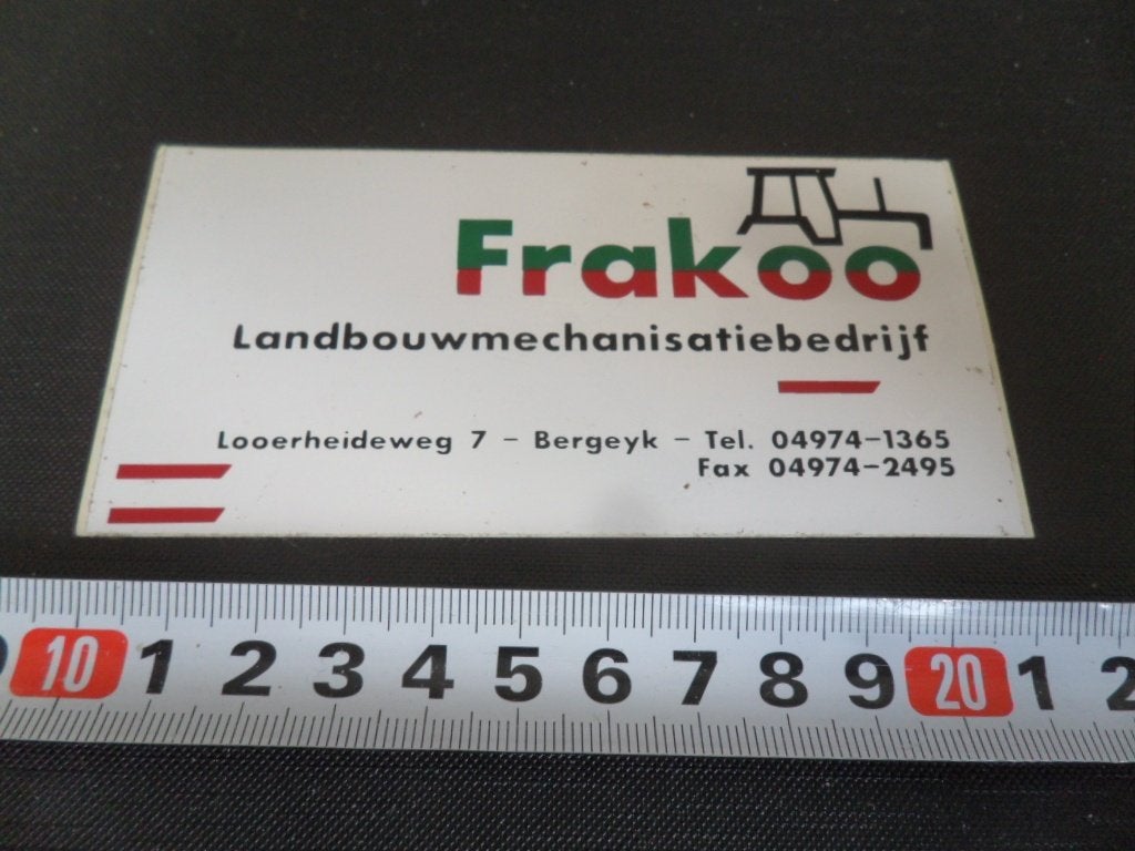 sticker Bergeyk FRAKOO landbouwmechanisatiebedrijf *, Ophalen of Verzenden, Zo goed als nieuw
